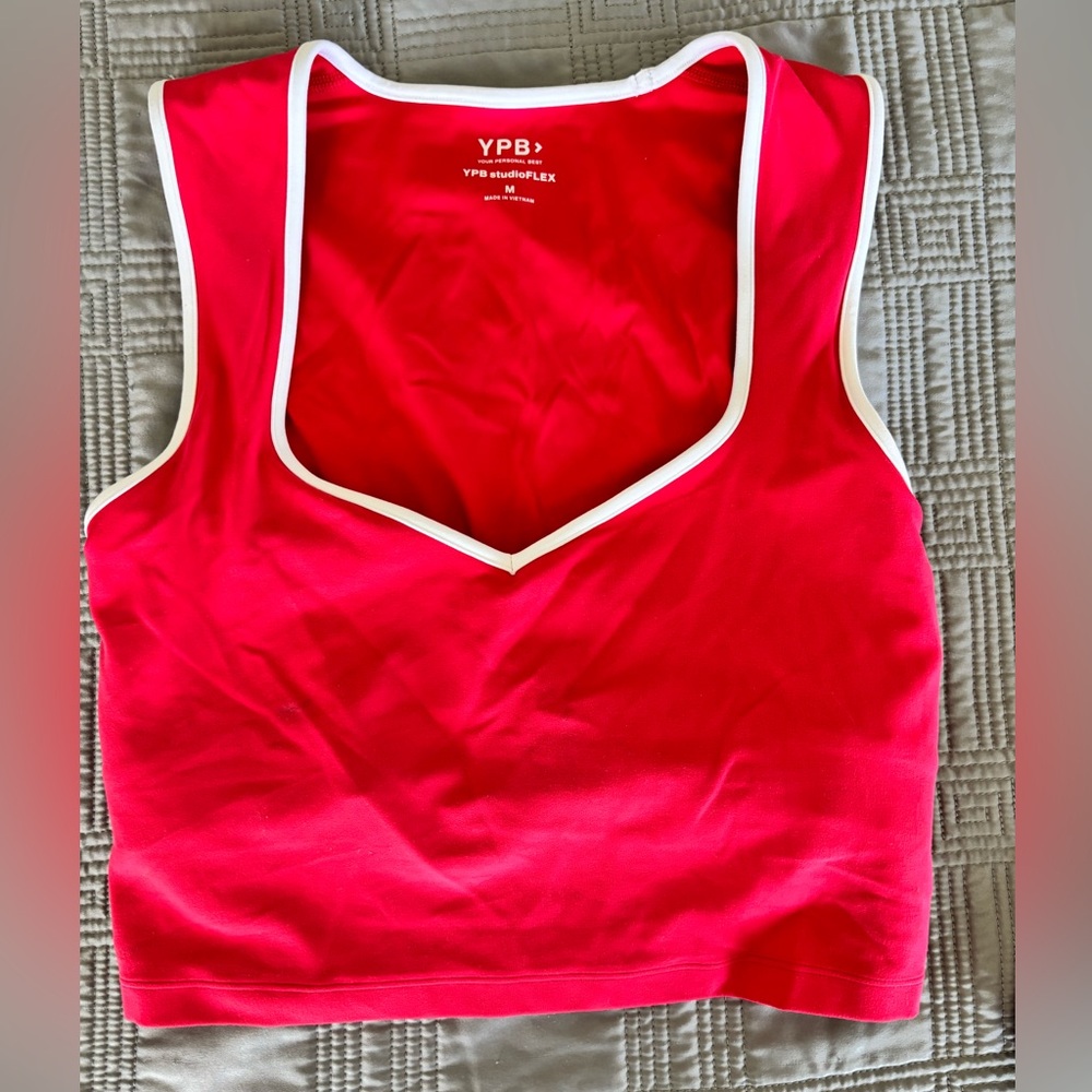 Abercrombie & Fitch Red Crop Top with White Trim